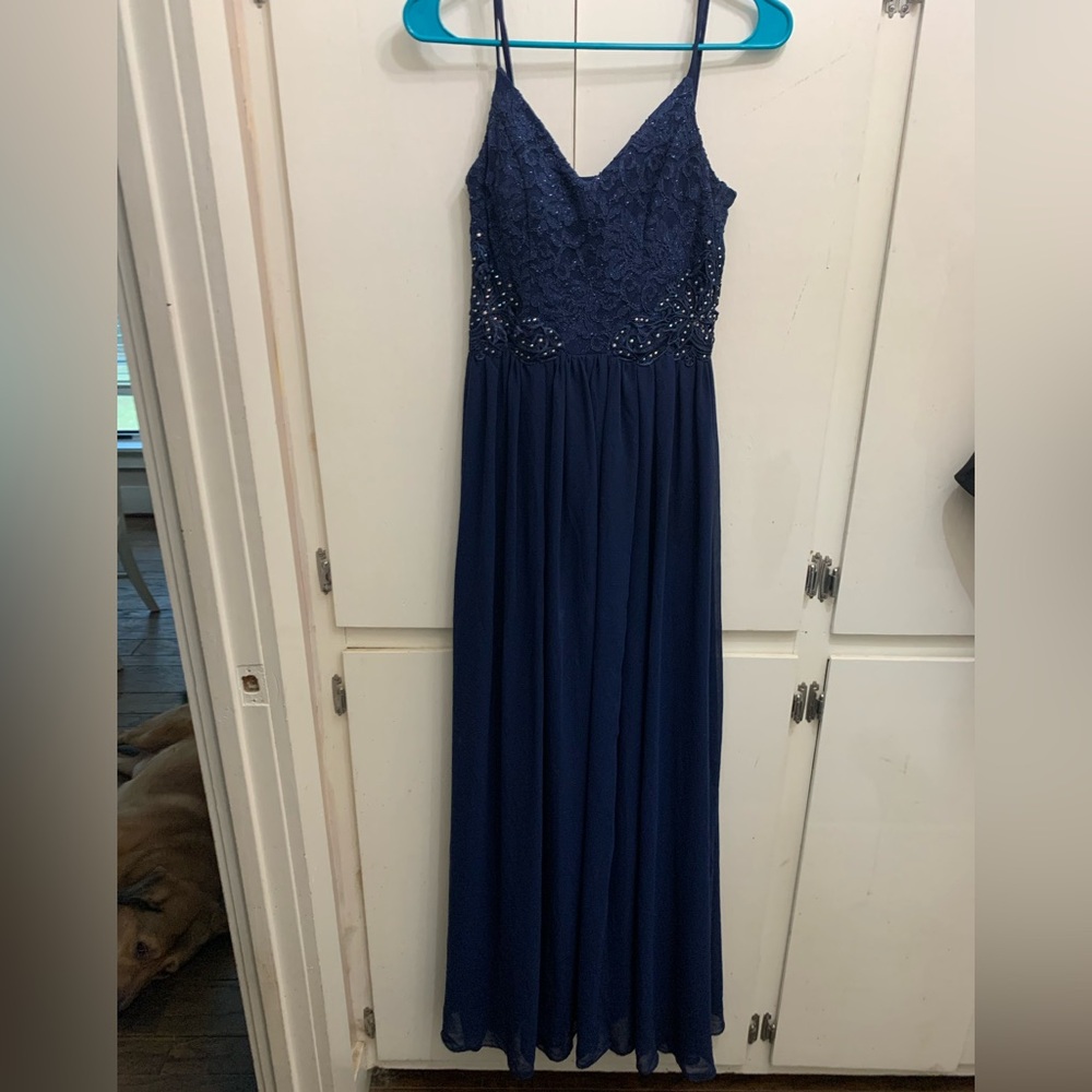 City Triangles Navy Blue Prom Dress